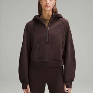 ❌SOLD❌EUC lululemon espresso scuba oversized half zip hoodie M/L